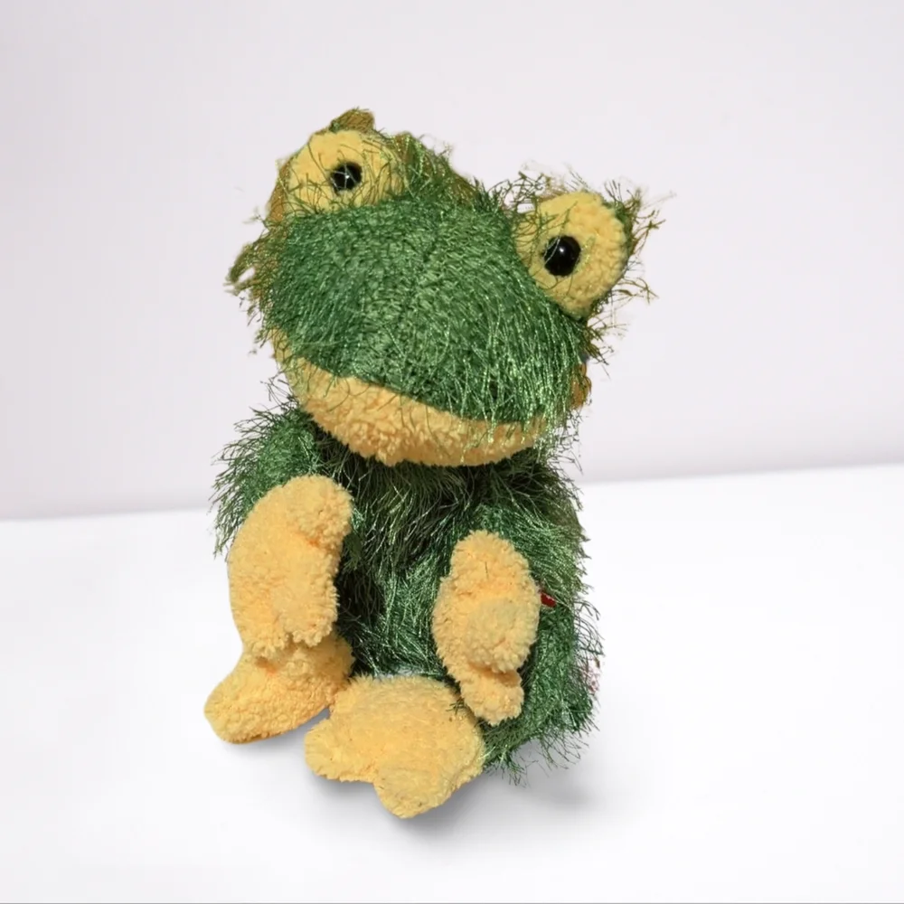 Ty Plush Frog with Green and Yellow Fur